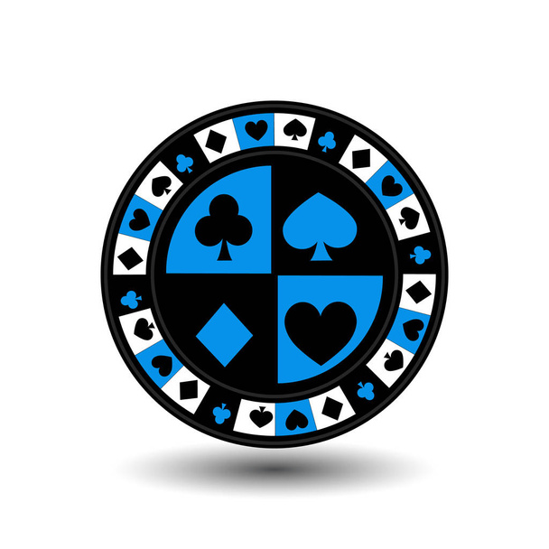 chips for poker blue a suit an icon on the white isolated background. illustration eps 10 vector. To use for the websites, design, the press, prints... - Vecteur, image