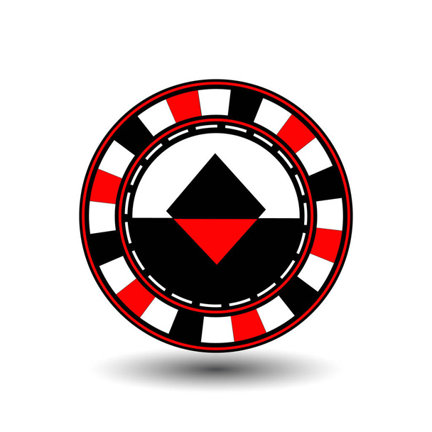 chips for poker red a suit diamond red black an icon on the white isolated background. illustration eps 10 vector. To use for the websites, design, the press, prints... - Vecteur, image