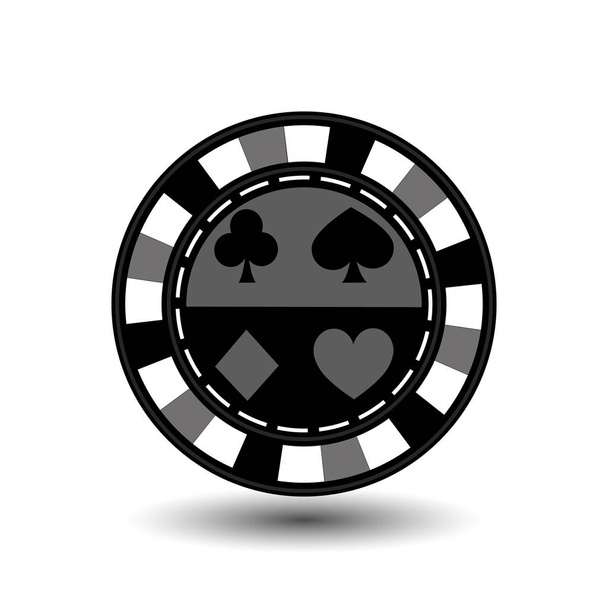 chips for poker grey a suit spade heart diamond club blue black and white dotted line the line. an icon on the white isolated background. illustration eps 10 vector.To use for the websites, design, th - Вектор, зображення