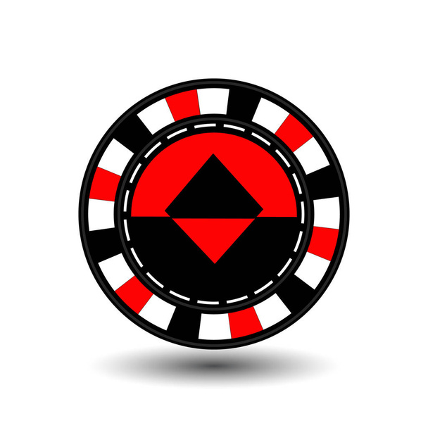 chips for poker red a suit diamond a red black and white dotted line the line. an icon on the white isolated background. illustration eps 10 vector. To use for the websites, design, the press, prints. - Вектор, зображення