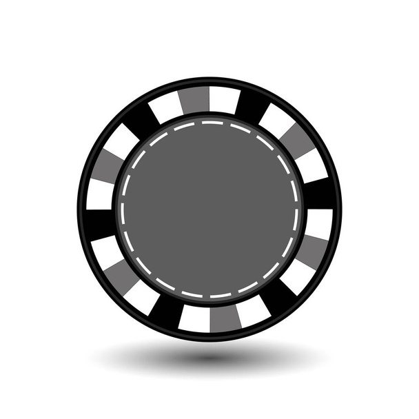 Chips für Pokergrau in der Mitte eine runde und weiß gepunktete Linie die Linie. ein Symbol auf dem weißen isolierten Hintergrund. Abbildung Folge 10 Vektor. zur Verwendung für Webseiten, Design, Presse, Drucke... - Vektor, Bild
