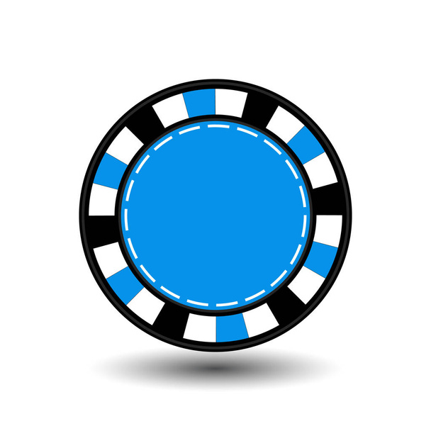 chips for poker blue in the middle a round and white dotted line the line. an icon on the white isolated background. illustration eps 10 vector. To use for the websites, design, the press, prints... - Вектор, зображення