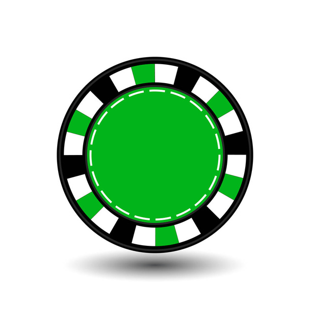 chips for poker green in the middle a round and white dotted line the line. an icon on the white isolated background. illustration eps 10 vector. To use for the websites, design, the press, prints... - Вектор, зображення