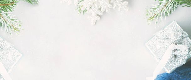 Christmas background with fir tree branches. Banner - Photo, Image