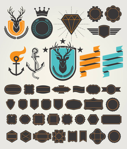 Set of retro vintage badges and labels. Vector illustrations. - Vecteur, image