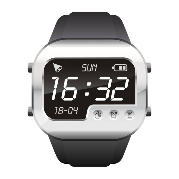 digital watch in steel body - Vector, Imagen
