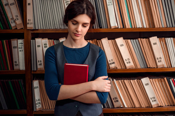 young woman in university library - Photo, Image
