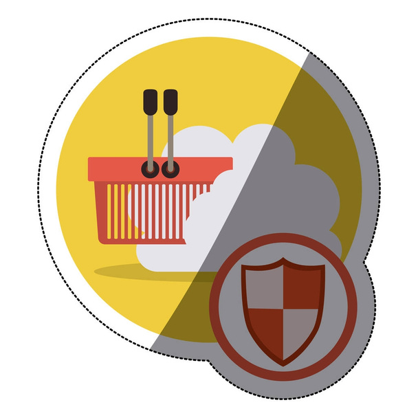 Isolated shopping basket and cloud design - Vector, Image