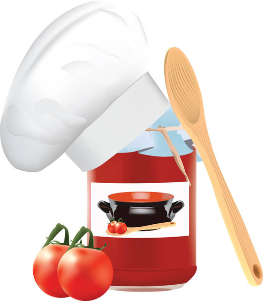 frasco contendo suco de tomate
 - Vetor, Imagem