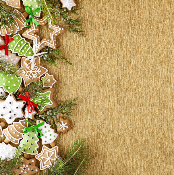 Christmas Ginger and Honey cookies background. - Photo, Image