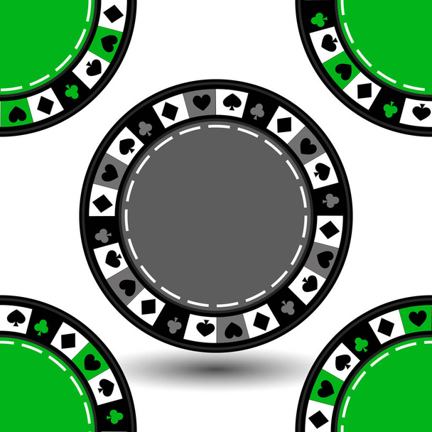 seamless pattern. EPS 10 vector illustration. used for printing, websites, design, ukrasheniayya, interior, fabrics, etc. chips theme poker green and gray - Vecteur, image
