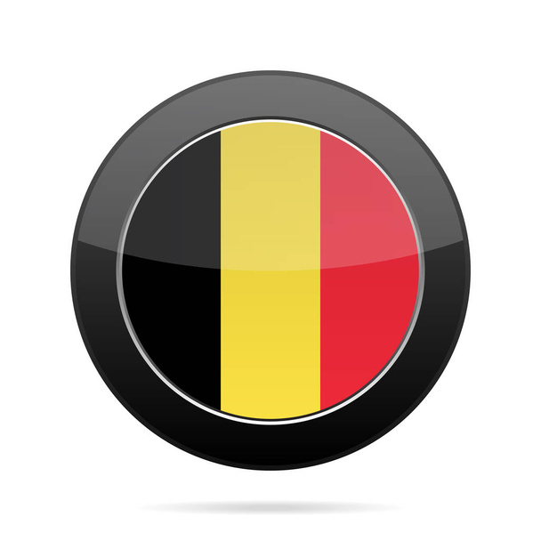 Flagge Belgiens. schwarzer, glänzender runder Knopf. - Vektor, Bild