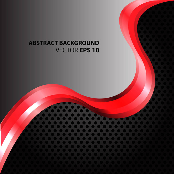 Absztrakt piros hullám görbe a szürke és fekete kör háló dizájn modern luxus háttér vektor illusztráció. - Vektor, kép