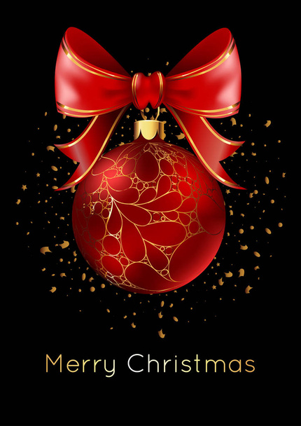 Christmas ball greeting card - Vector, Image