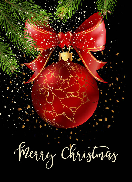 Christmas ball greeting card - Vektor, Bild