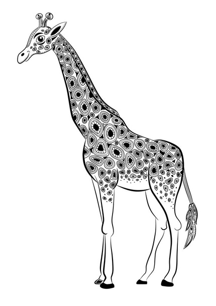Stylized vector giraffe, zentangle isolated on white background - Vector, Image