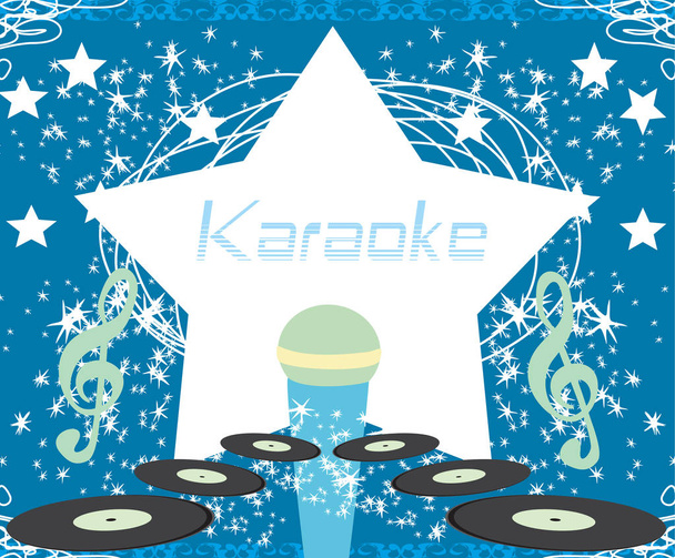 banner with microphone - karaoke party design - ベクター画像