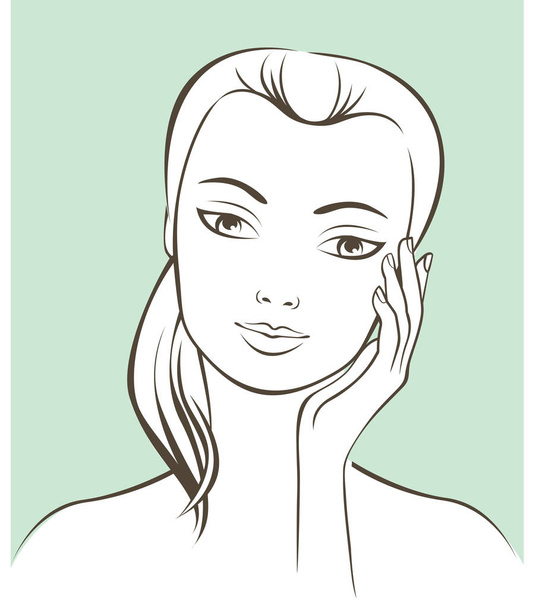 Portrait of a young  woman - Vector, Image