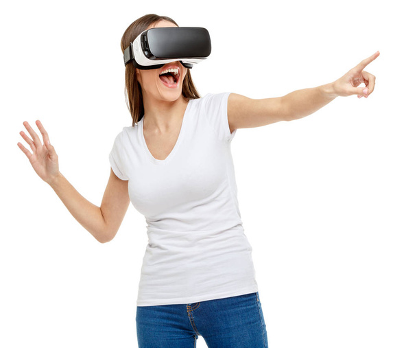Woman with virtual reality goggles - Foto, imagen