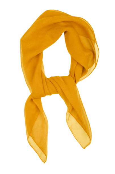 Yellow silk scarf isolated on white background. - Photo, Image