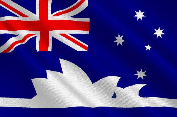 Bandeira de Sydney é a capital do estado de Nova Gales do Sul
 - Foto, Imagem