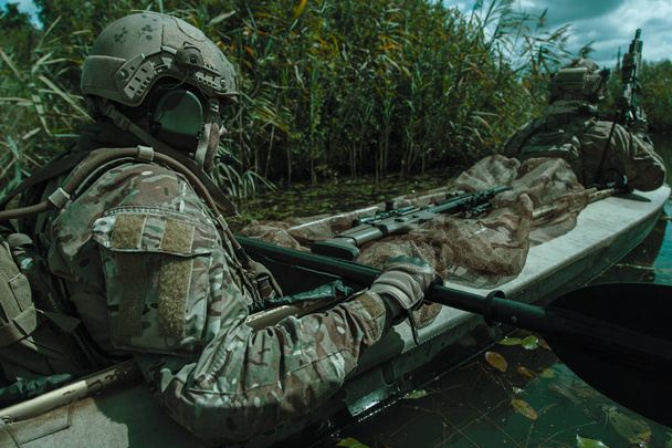 Spec ops in the military kayak - Photo, Image
