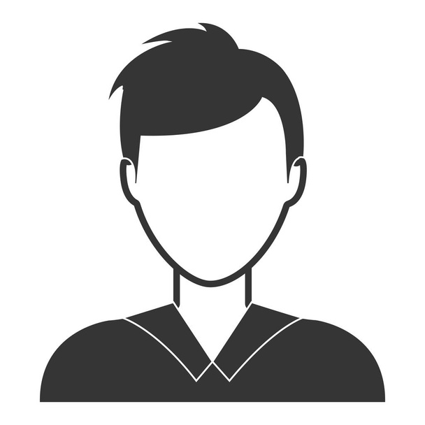 Young male profile in black and white colors - Vector, Image