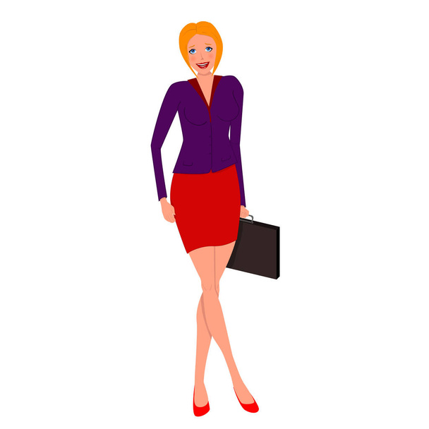 ブリーフケースを持つベクトル ビジネス女性 - ベクター画像