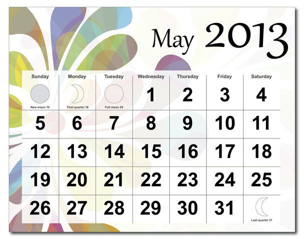 Календарь мая 2013
 - Вектор,изображение