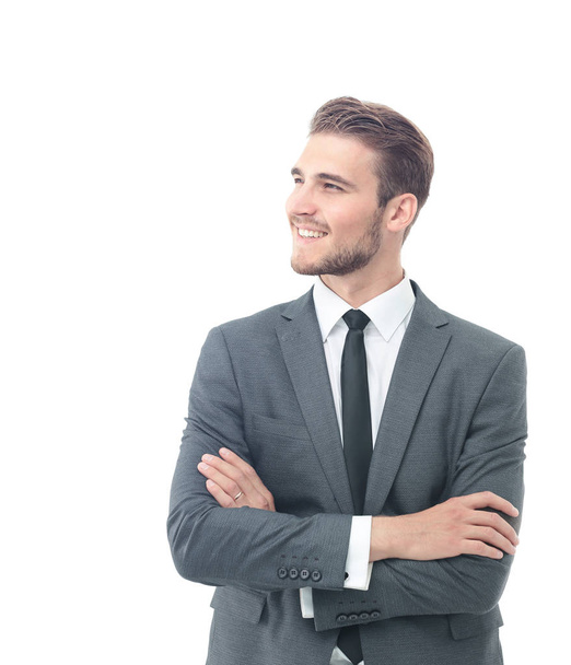 Handsome businessman standing  isolated on white background - Foto, Imagem