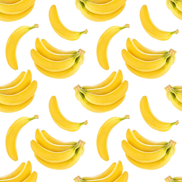 Saumaton kuvio banaanit eristetty valkoisella pohjalla, jossa leikkausreitti - Valokuva, kuva