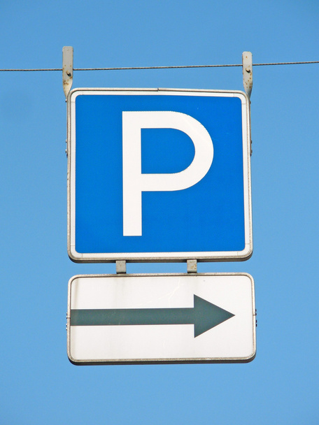 Verkehrszeichen - rechts parken - Foto, Bild