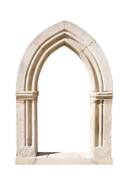 Eredeti gótikus ajtó elszigetelt fehér background - Fotó, kép