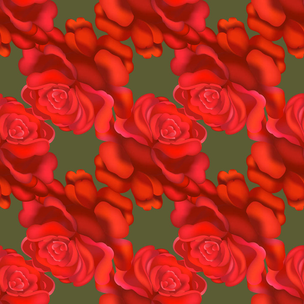 Seamless red roses pattern. Vector illustration - ベクター画像