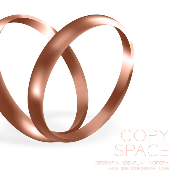 anillos de boda de oro rosa con brillo de estilo medio redondo componen el diseño de la forma del corazón
 - Vector, Imagen