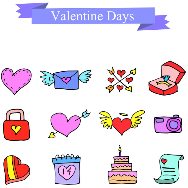 Valentine day element collection stock - Vector, afbeelding
