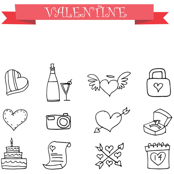 Valentine element with hand draw - Vettoriali, immagini