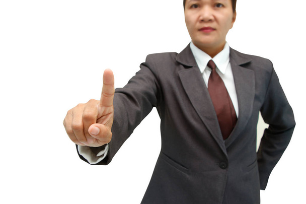 Επιχειρήσεων γυναίκα πιέζει για μια οθόνη αφής - Φωτογραφία, εικόνα