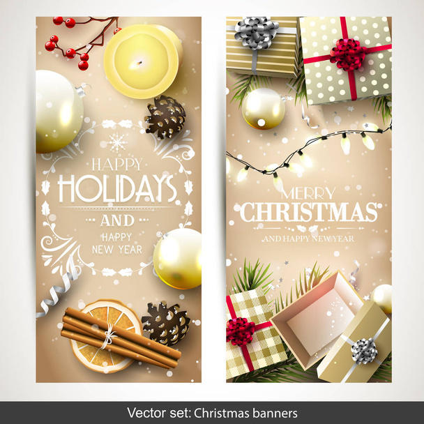 Luxury Christmas banners - Vector, Imagen