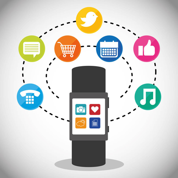 smartwatch affichage applications médias sociaux
 - Vecteur, image