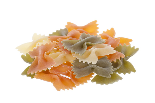 Tricolore farfalle pasta isolated on a white background - Photo, Image