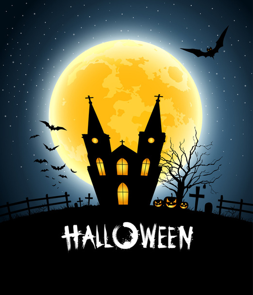 Halloween house party pełnia księżyca - Wektor, obraz