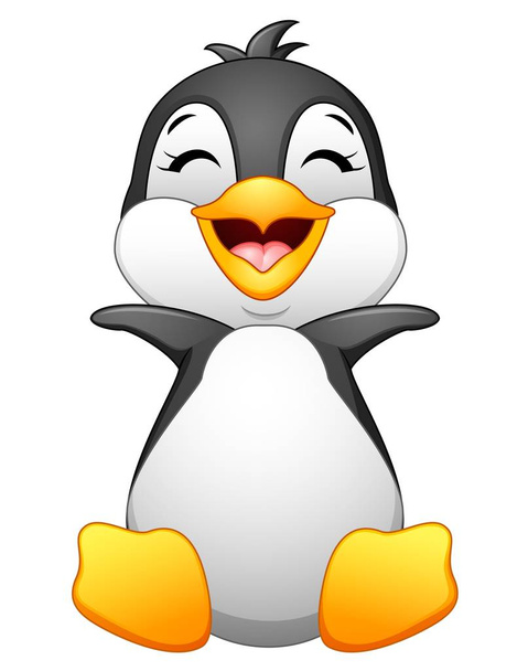 Cute baby penguin posing isolated on white background - Vector, Imagen