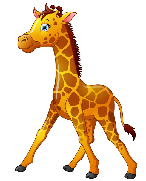 Šťastný žirafa kreslené izolované na bílém pozadí - Vektor, obrázek