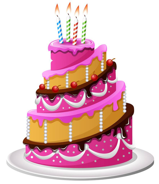 Dibujos animados pastel de cumpleaños
 - Vector, Imagen