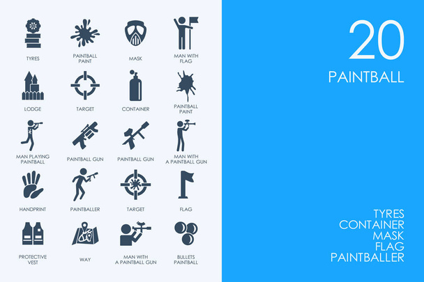 Set of paintball icons - Vector, Image