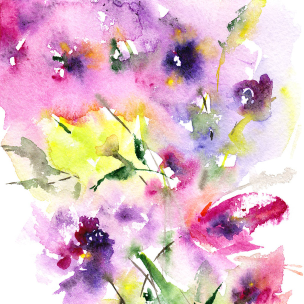 Abstract floral background. Watercolor abstract flowers. Greeting card with flowers. Wedding iiinvitation design. - Foto, Bild