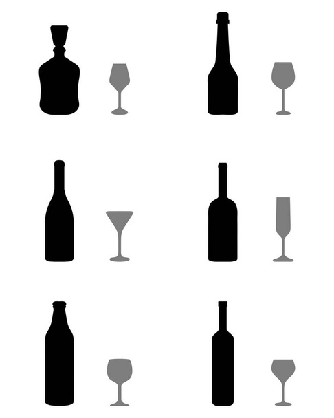 vasos y botellas - Vector, imagen