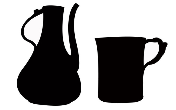 two pots silhouette vector - Vettoriali, immagini
