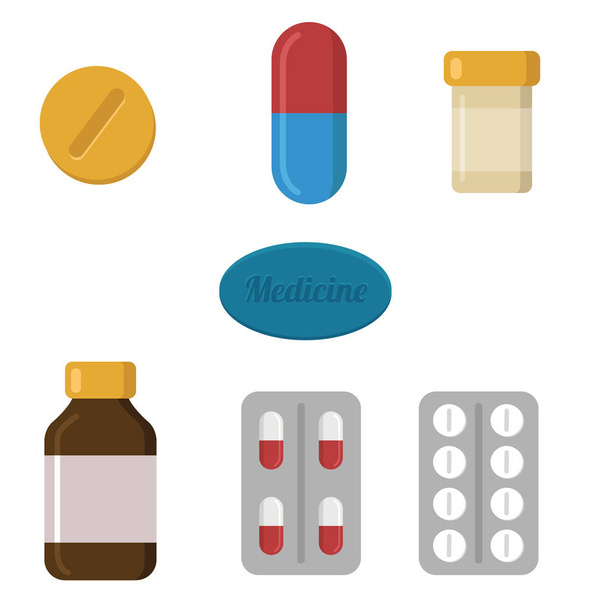 pillen en capsules pictogrammen - Vector, afbeelding